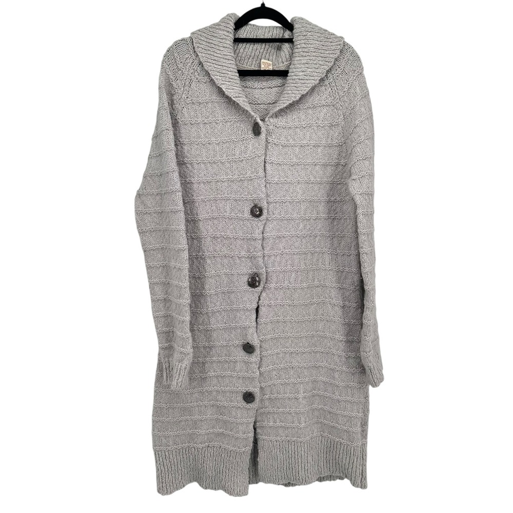 Sundance Cardigan Sweater Womens Medium Gray Wool Alpaca Blend Long Duster Shawl